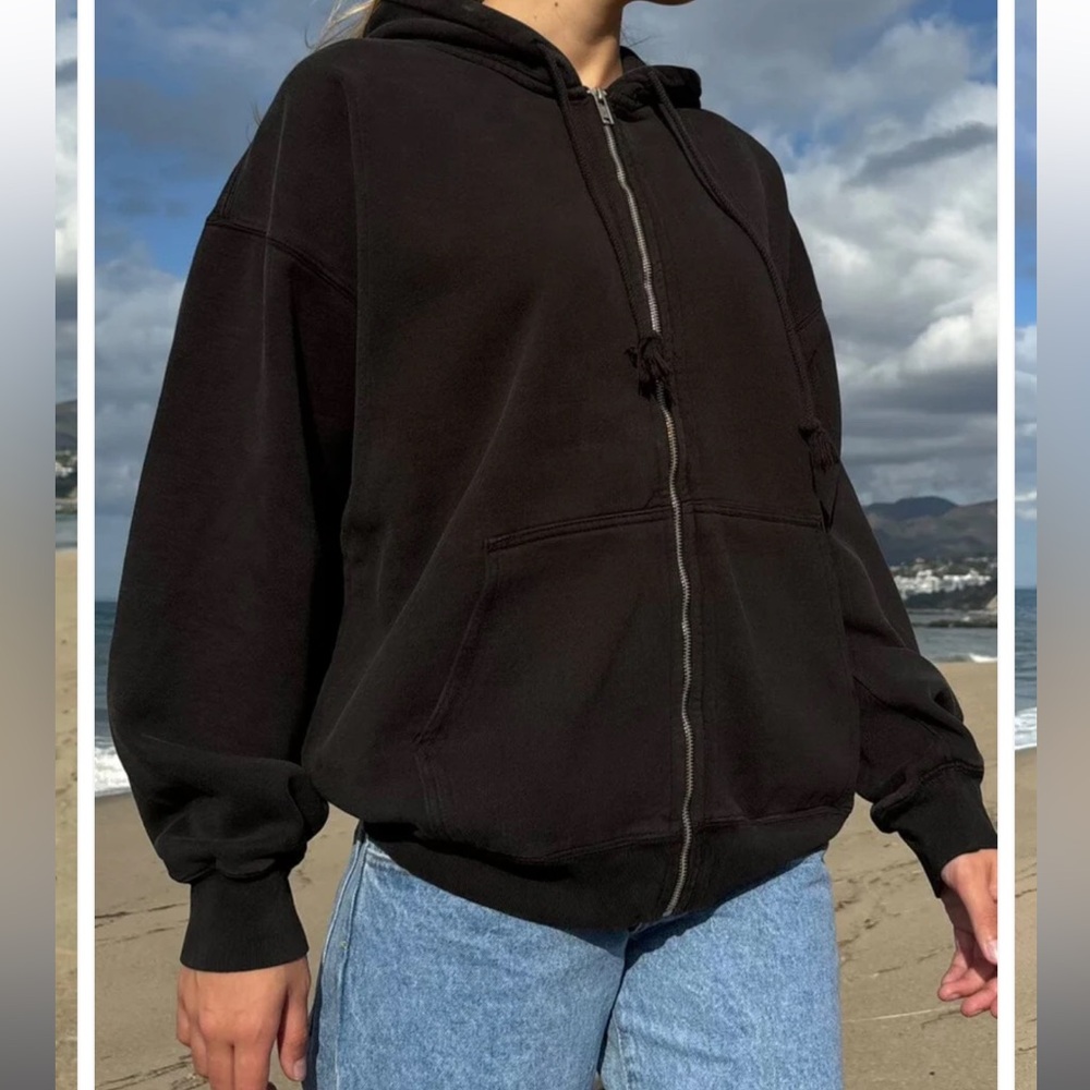 Brandy Melville Charcoal Black Zip-Up Jacket